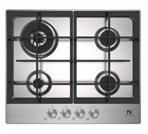 Plita incorporabila Master Kitchen MKHG 6031ED-TCXS, Gaz, 4 arzatoare, Gratare fonta, Arzator wok, Aprindere electrica integrata, Sistem siguranta, 60 cm (Inox)