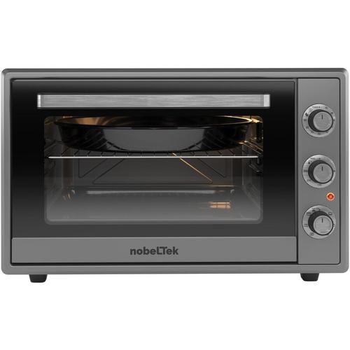 NobeLTek Cuptor electric NLT FSO60W, 60L, 2000W, grill, timer, termostat, sticla dubla, ventilator, iluminare (Argintiu)
