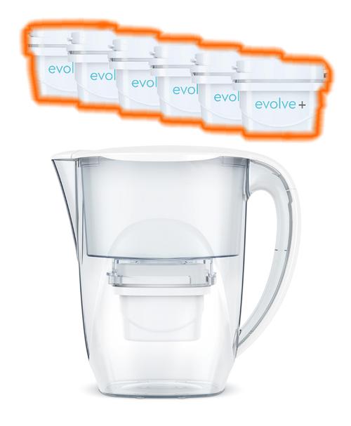 6 filtre de apa Evolve + Cana filtranta Aqua Optima Oria, 2.8 litri (Alb)