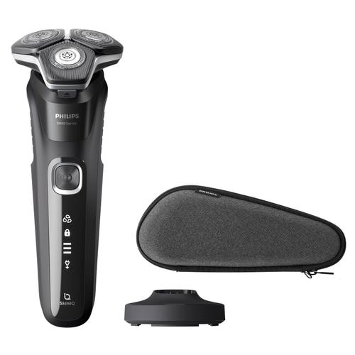 Aparat de ras electric Philips Seria 5000 S5898/35, Wet&Dry, Autonomie 60 minute, 3 capete, Display LED (Negru)
