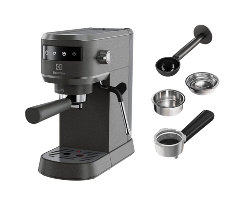 Espressor manual Electrolux Explore 6 E6EC1-B6ST, 1400W, 15 bar, 1l, suport incalzit pentru cesti, tehnologie Thermo-Block pentru incalzire rapida, Auto-Shot Volume Control, optiune apa fierbinte, notificare decalcifiere (Negru)