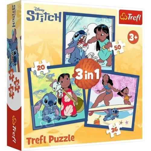 Puzzle Trefl 3in1 Disney Stitch, 200x195mm, 50 de piese