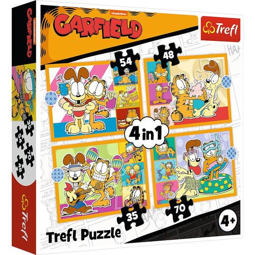 Puzzle pentru copii Trefl 4 în 1 - Garfield iubeste lasagna