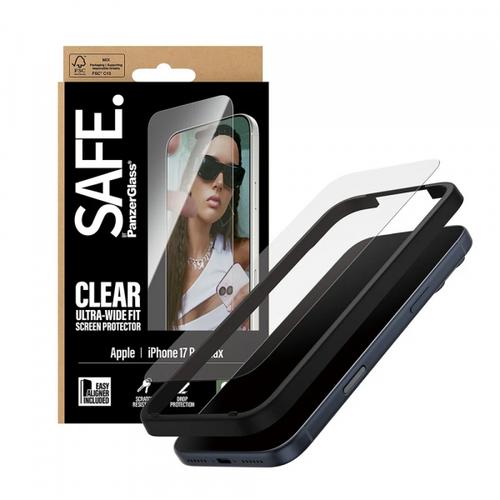 Folie de protectie Ecran PanzerGlass Safe Ultra-Wide Fit EasyAligner pentru Apple iPhone 17 Pro Max, Sticla Securizata, Full Glue