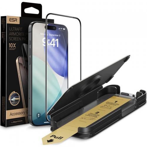 Folie de protectie Ecran  ESR UltraFit Armorite Pro pentru Apple iPhone 17 Pro Max, Sticla Securizata, Full Glue, Neagra