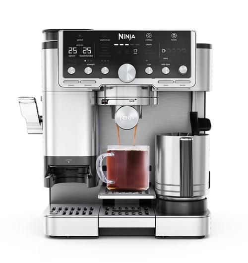 Espressor semi-automat 3in1 Ninja Luxe Café Pro ES701, 1650W, Cold Brew, Barista Assist, rasnita incorporata cu 25 trepte de macinare, sistem automat de spumare a laptelui Dual Froth Pro XL, autocuratare a sistemului de spumare (Inox)