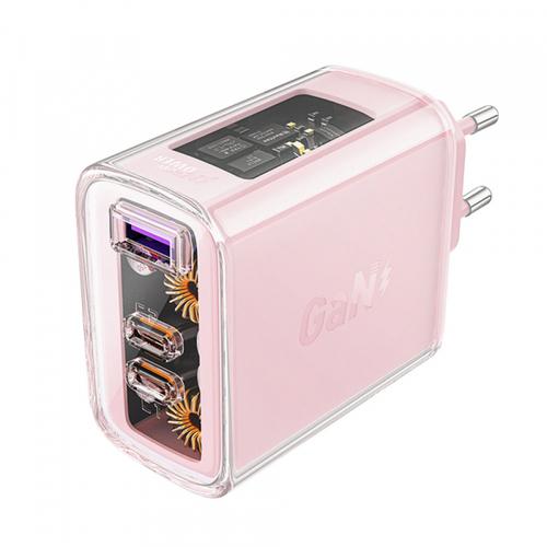 Incarcator Retea Acefast A45 Exploration, 65W, 3.25A, 1 x USB-A - 2 x USB-C (Roz)