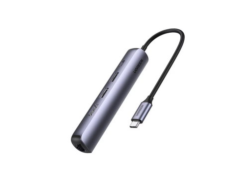 Hub Ugreen 5-in-1 CM418-10919, USB-C la 60Hz Ethernet, 4K HDMI, 2x USB-A, USB-C (Gri)