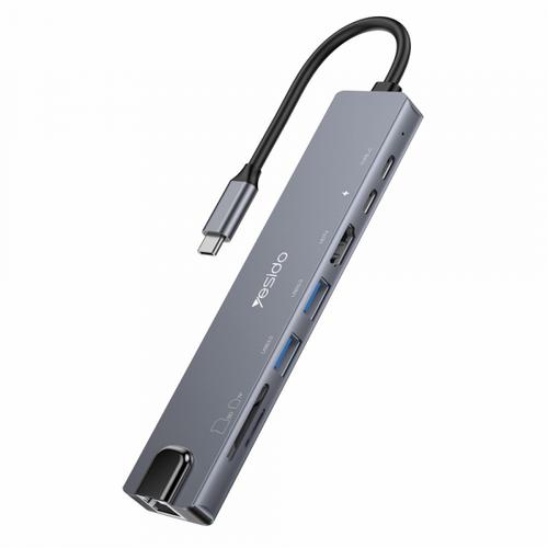 Hub USB-C Yesido HB27, 8in1,  (Gri)