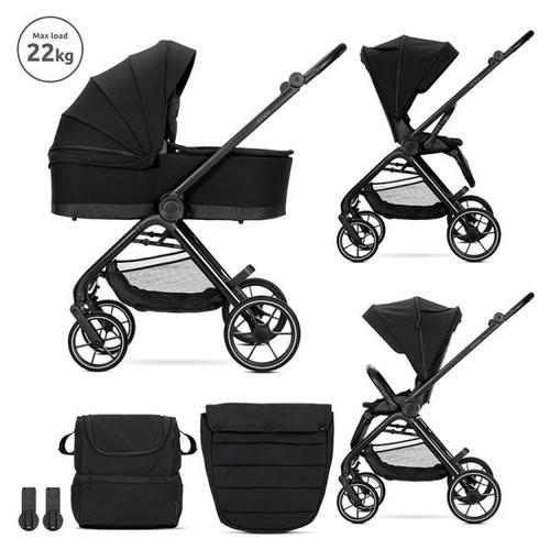 Carucior 2 in 1 Lorelli Venice, cadru din aluminiu, sezut reversibil, pana la 22 kg, Negru