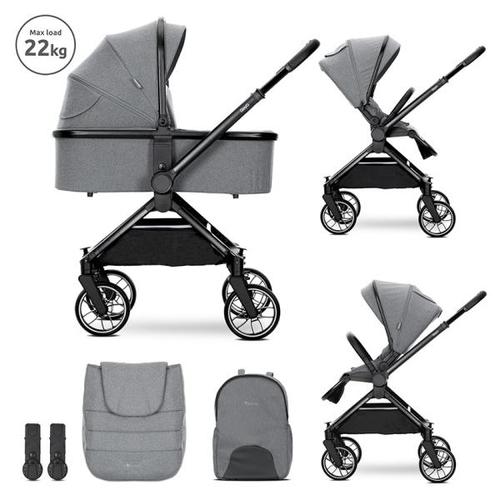 Carucior 2 in 1 Lorelli Reya, cos individual cu maner de transport, maner si sezut reversibile, pana la 22 kg, Gri