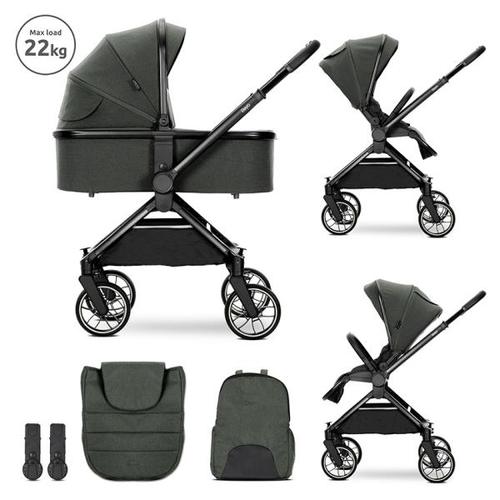 Carucior 2 in 1 Lorelli Reya, cos individual cu maner de transport, maner si sezut reversibile, pana la 22 kg, Verde