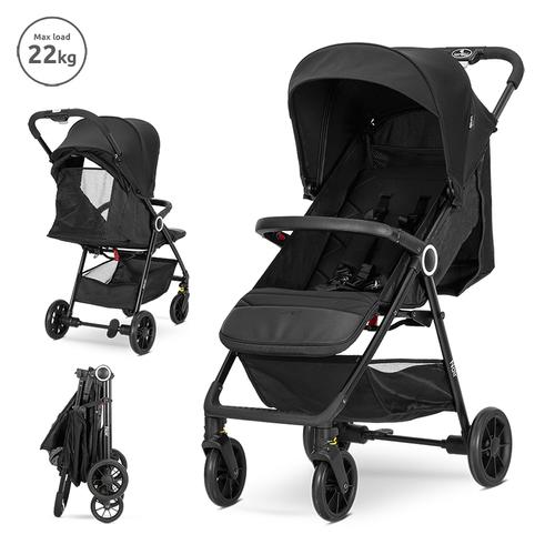 Carucior pentru nou-nascut Lorelli Noir, sistem de pliere cu o singura mana, pana la 22 Kg, Negru