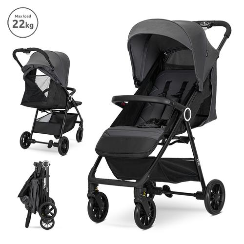 Carucior pentru nou-nascut Lorelli Noir, sistem de pliere cu o singura mana, pana la 22 Kg, Gri