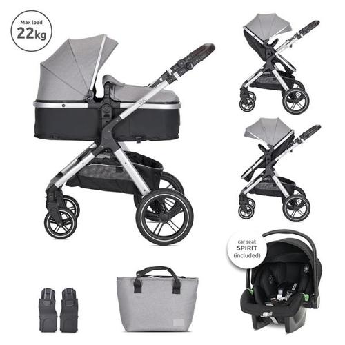 Carucior 3 in1 Lorelli Viola, cos auto Spirit inclus, transformabil, sezut reversibil, pana la 22 kg, Gri