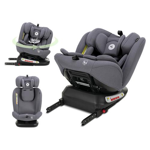 Scaun auto pentru copii Lorelli Capella, i-Size, Isofix, rotativ 360 grade, 0 luni-12 ani, 40-150 cm, Gri