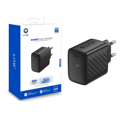 Incarcator Retea Lito LC20, 45W, 3A, 1 x USB-C (Negru)