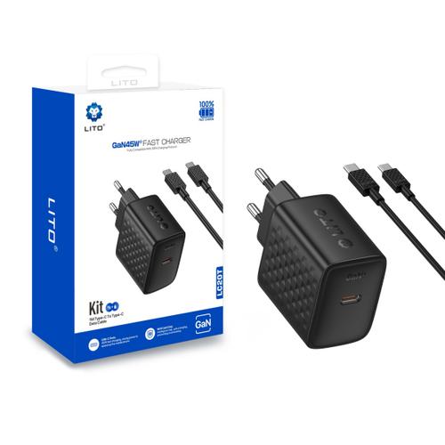 Incarcator Retea Cu Cablu USB-C Lito LC20T, 45W, 3A, 1 x USB-C (Negru)