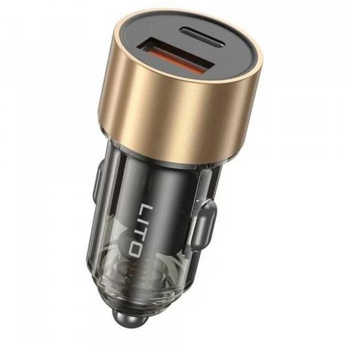 Incarcator Auto Lito IN-C04, 52W, 3A, 1 x USB-A - 1 x USB-C (Negru)