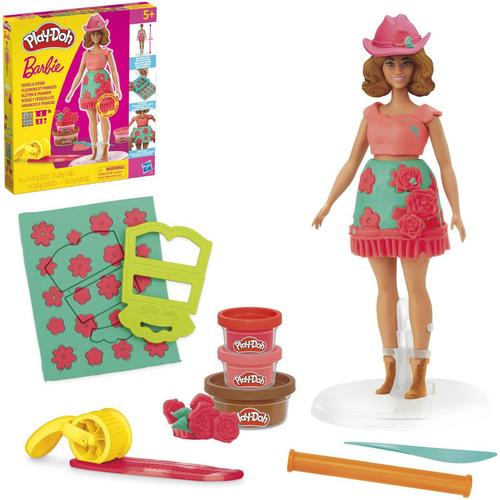 Set Play-Doh Barbie - Creatii vestimentare cu flori si franjuri, cu papusa inclusa