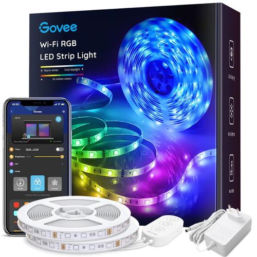 Banda LED Govee H6110, RGB, Wi-Fi, Voice Assistants, 10m (Alb)