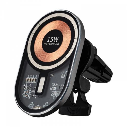 Suport si Incarcator Auto Wireless Qualo QTUS-K-15-07, 15W, 1.67A (Gri)