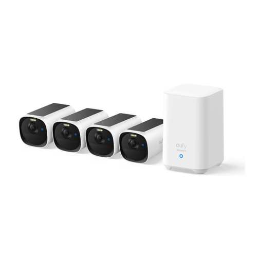 Kit supraveghere video eufyCam E40, 2K HD, Incarcare solara, MaxColour Vision, Homebase 2 + 4 camere video