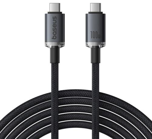 Cablu Date si Incarcare USB-C - USB-C Baseus Crystal Shine Series, P10318204111-00, 100W, 1.5m, Negru