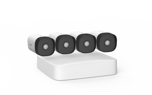 Kit 4 camere de supraveghere Tenda K4P-4TR, Bullet, 4MP, 4mm, Infrarosu + NVR cu 4 canale, 4K, PoE (Alb)