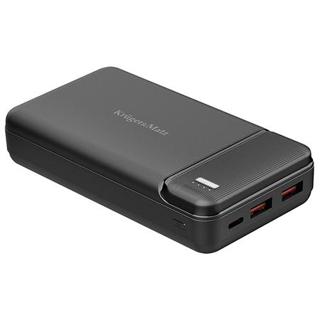 Acumulator extern Kruger&Matz, 20000mAh, USC Type-C, 2 x USB, 18/20W (Negru)