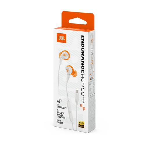 Casti sport in-ear JBL Endurance Run 3, cu fir, USB-C, Pure Bass, Sweatproof, Alb