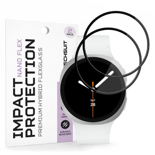 Folie Protectie Techsuit Nano Flex pentru Samsung Galaxy Watch8 44mm, Set 2 bucati, Plastic, Neagra
