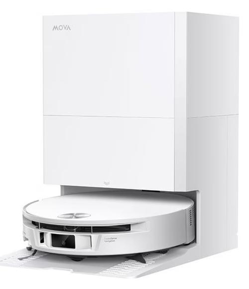 Aspirator robot cu mop MOVA S70 Roller RLZ12SE-WH, 28000Pa, 5200mAh, HydroForce™ Mopping, Statie inteligenta, Autonomie 260 minute, Recipient praf 240 mL, Rezervor apa 150 mL (Alb)