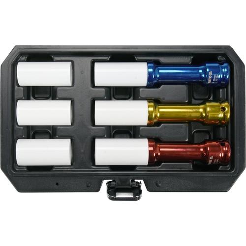 Set Chei Tubulare pentru Jante Yato YT-10563,  CR-Mo, 1/2 inch, 17 - 19 - 21mm, 6 buc