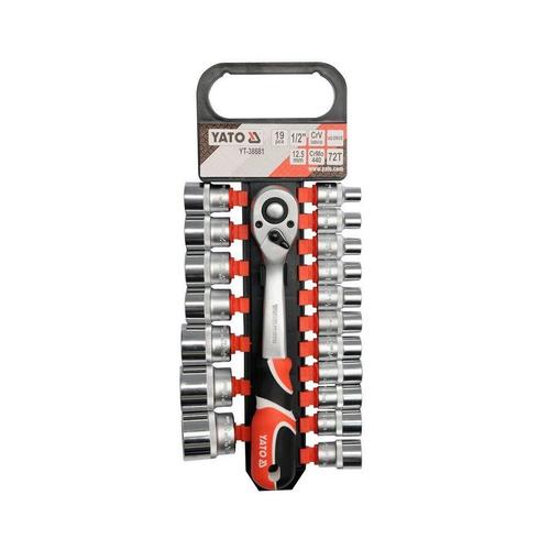 Set chei tubulare cu antrenor Yato YT-38681, prindere 1/2 “, dimensiune 8-32 mm, Cr-V, 19 buc