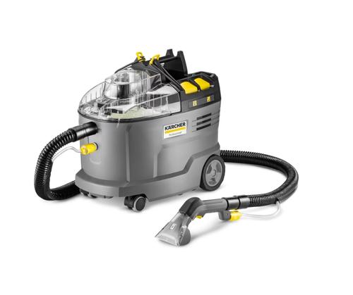 Aspirator cu spalare prin injectie-extractie profesional cu acumulator Karcher Puzzi 9/1 Bp, 575 W, 15 kPa, Rezervor apa curata/reciclata 9 si 7 L (Antracit)
