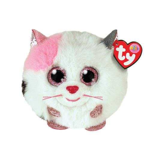 Jucarie de plus TY 8cm Beanie Balls Muffin Pisica, 8cm, Alb