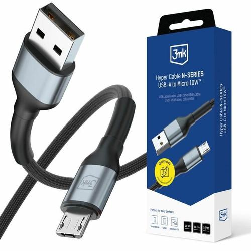 Cablu de Date si Incarcare 3mk Hyper N-SERIES, USB-A la Micro USB, 50cm, 5V/2.4A, 10W (Negru)