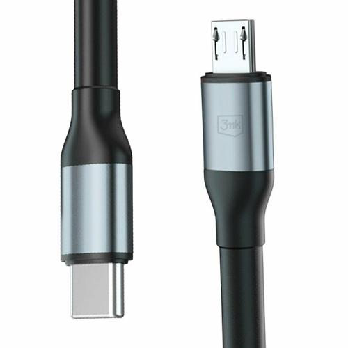 Cablu Date si Incarcare 3mk Hyper N-SERIES, USB-C la Micro USB, 1m, 5V/2.4A, 10W (Negru)
