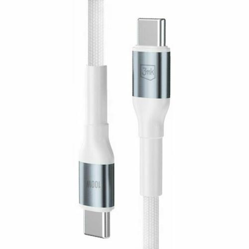 Cablu de Date si Incarcare 3mk Hyper N-SERIES, USB-C la USB-C, 2m, 20V/5A, 100W (Alb)