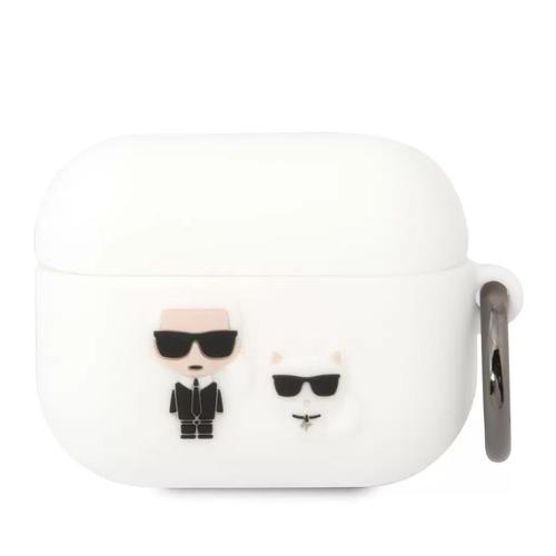Husa casti Karl Lagerfeld pentru Airpods Pro, Karl Lagerfeld and Choupette, Silicon, Alb