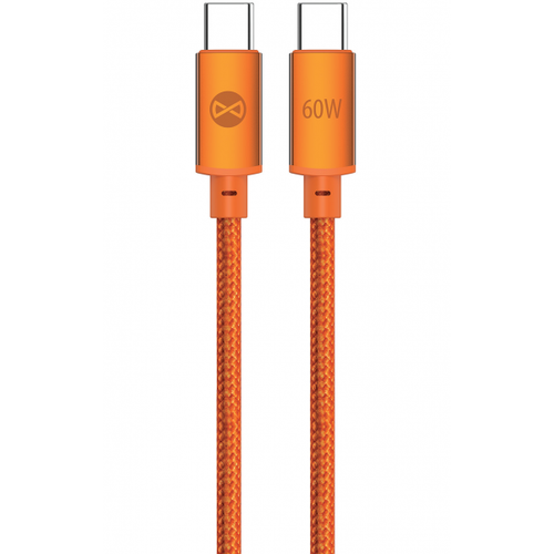 Cablu Date si Incarcare USB-C - USB-C Forever Saffron, 60W, 1m, Portocaliu