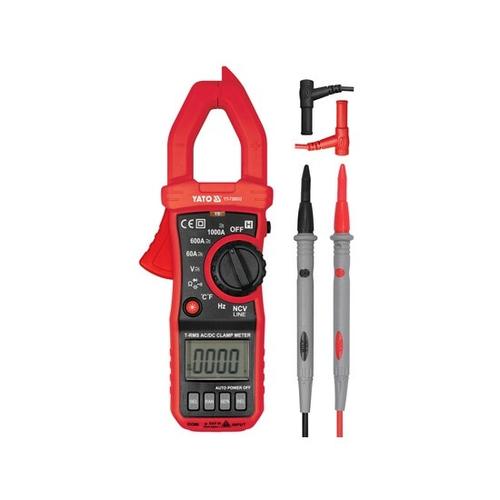 Clampmetru Yato YT-730933, TRUE RMS AC/DC, 10mA - 1000A, LCD, Rosu/Negru