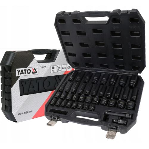 Set chei tubulare cu impact Yato YT-10555, 1/2inch, 40 piese, dimensiuni 9-30 mm