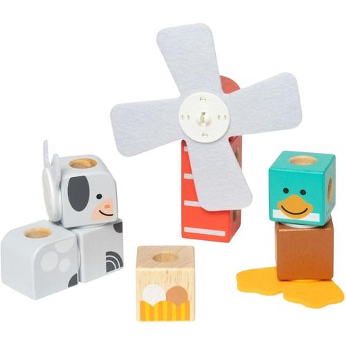 Set de constructie din lemn Melissa & Doug - Prietenii de la ferma, 16 piese