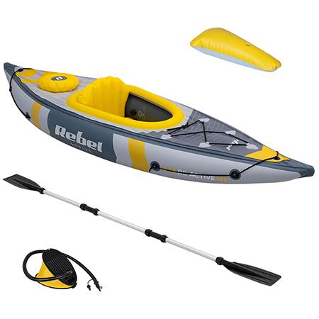 Caiac gonflabil, Rebel Active RBA-4515, 1 persoana, 6,7 kg, cu sezlong si vasle reglabile, Multicolor