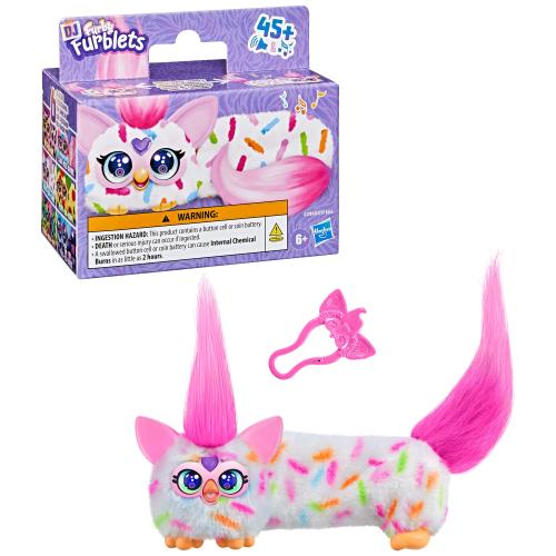 Jucarie de plus interactiva Hasbro FURBY FURBLETS DJ Furbis Berry Cup Cake, 6 ani+