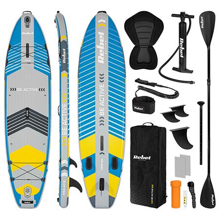 Set placa gonflabila Rebel RBA-4518-BL, stand up paddle (Albastru)