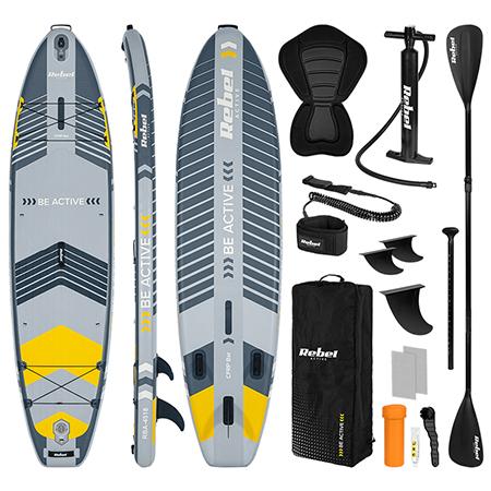Set placa gonflabila Rebel RBA-4518-G, stand up paddle (Gri)