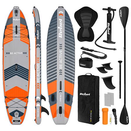 Set placa gonflabila Rebel RBA-4518-OR, stand up paddle (Portocaliu)